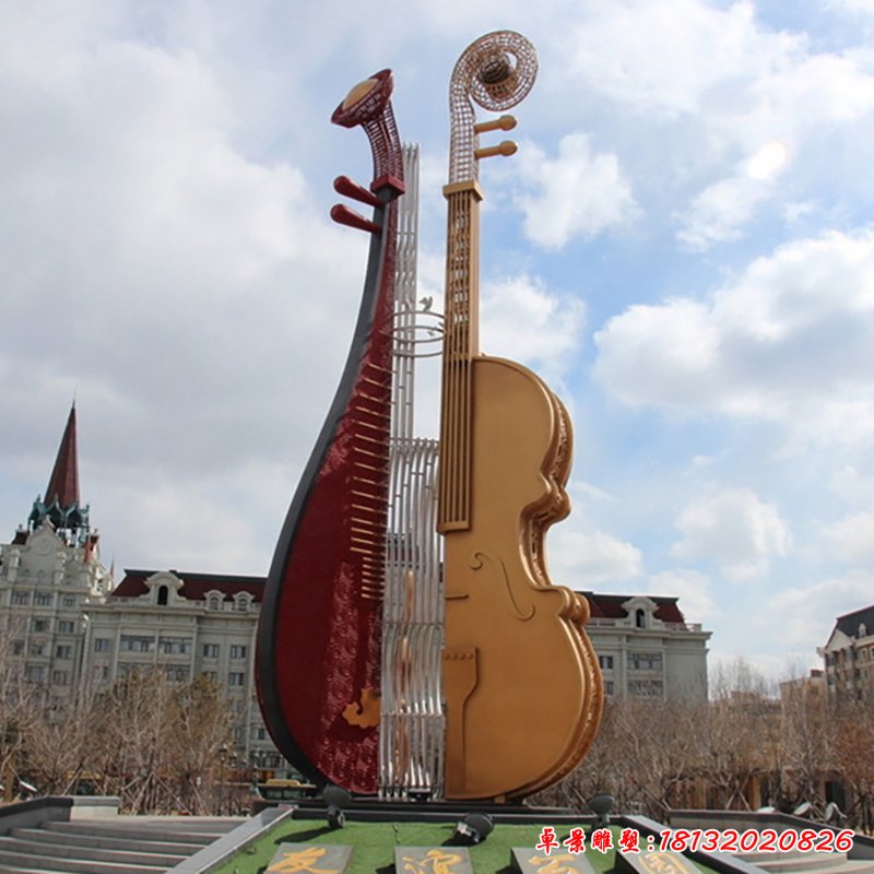 不锈钢抚琴    广场景观雕塑 (2)