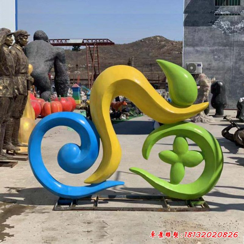 不锈钢抽象骑车雕塑