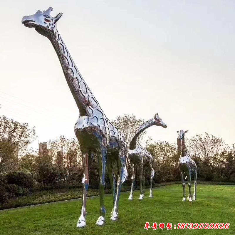 不锈钢抽象雕塑 鹿金属几何镜面草坪长颈鹿 户外园林景观动物雕塑落地摆件17011731 (2)