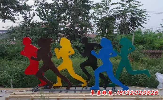 不锈钢抽象跑步运动剪影人物雕塑 (2)