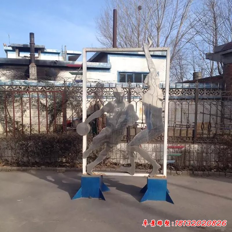 不锈钢打篮球雕塑,不锈钢抽象运动雕塑 (3)
