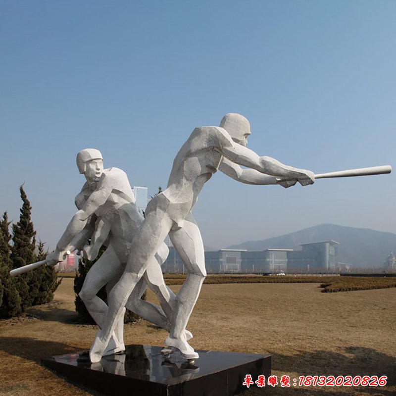 不锈钢打棒球运动人物雕塑