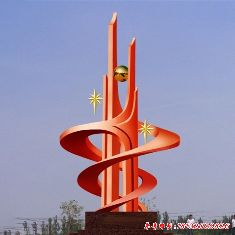 不锈钢共筑辉煌雕塑,不锈钢企业抽象雕塑 (2)