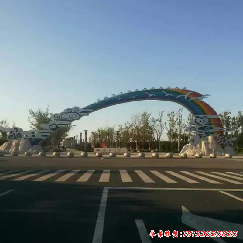 彩虹祥云雕塑,广场不锈钢雕塑 (2)