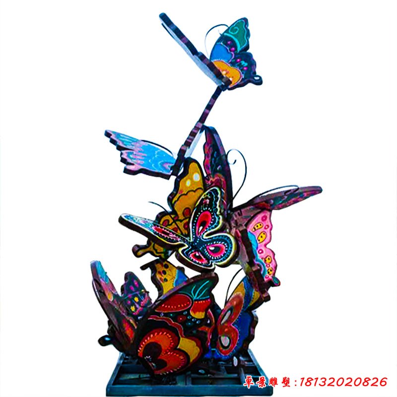 不锈钢彩绘蝴蝶雕塑