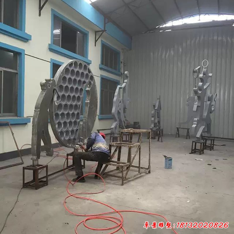 不锈钢打高尔夫球雕塑,广场不锈钢运动雕塑 (9)