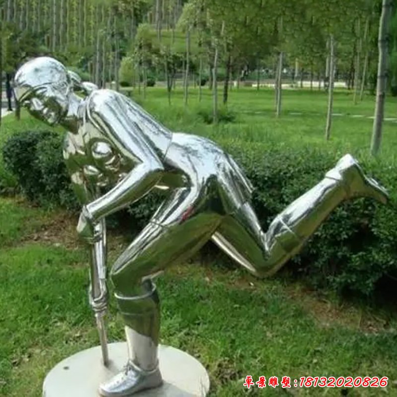 不锈钢曲棍球雕塑，公园不锈钢运动雕塑