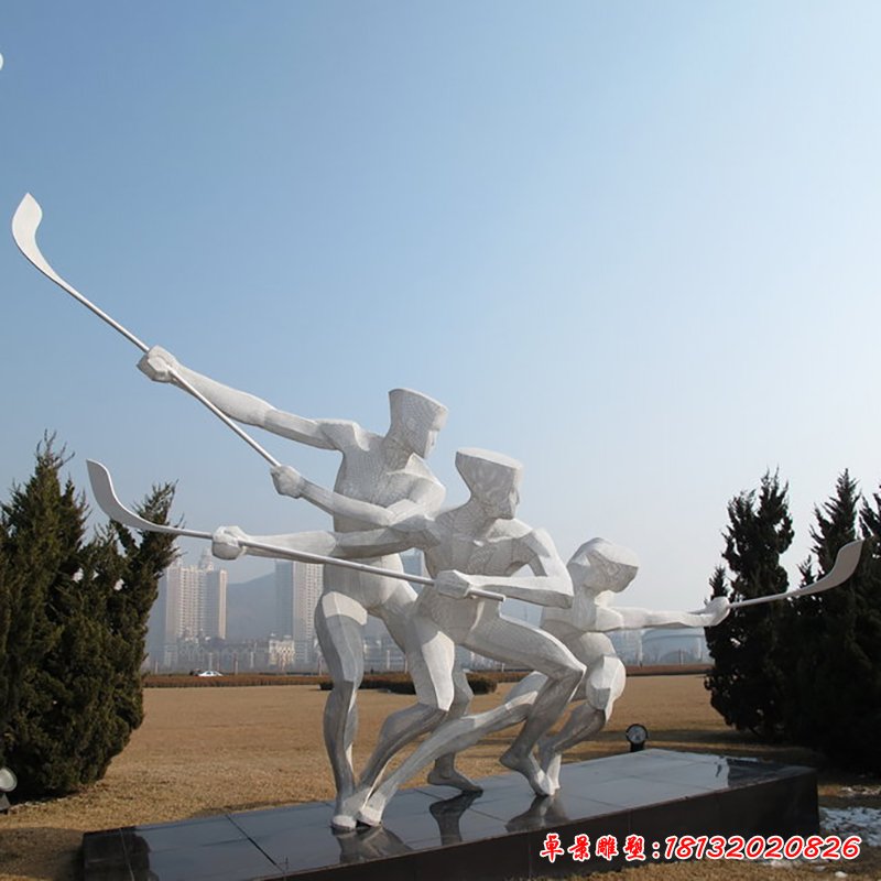 曲棍球比赛雕塑，不锈钢运动雕塑