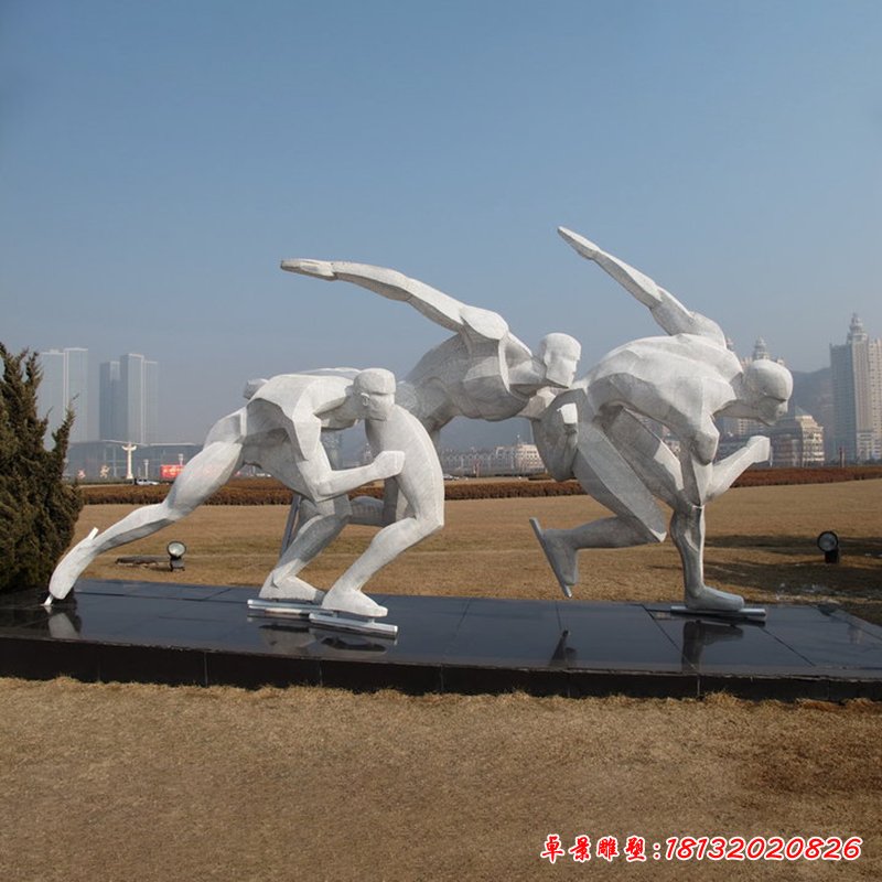 滑冰雕塑，不锈钢运动雕塑
