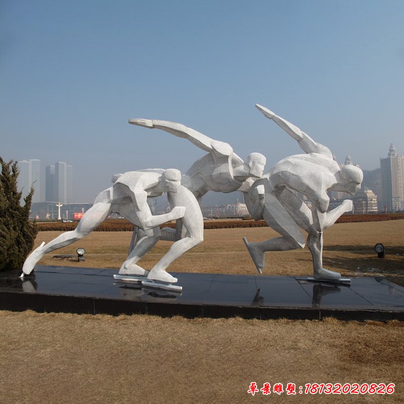滑冰雕塑,不锈钢运动雕塑