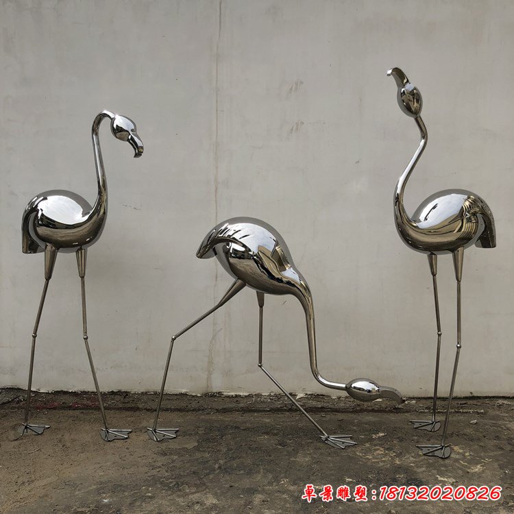 不锈钢锻造火烈鸟雕塑 (5)