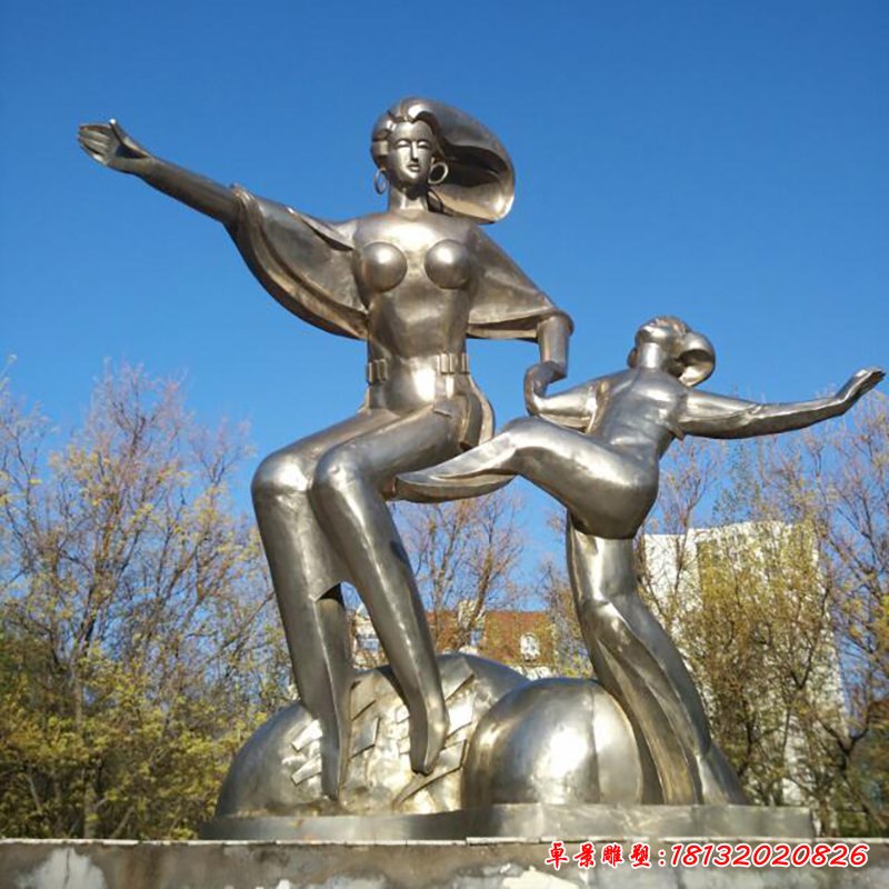 不锈钢跳舞雕塑，公园运动不锈钢雕塑