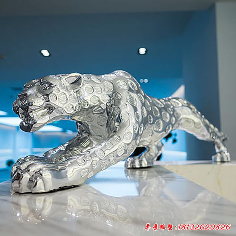 不锈钢豹子雕塑 (11)