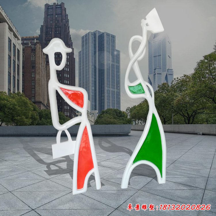 不锈钢抽象人物剪影雕塑