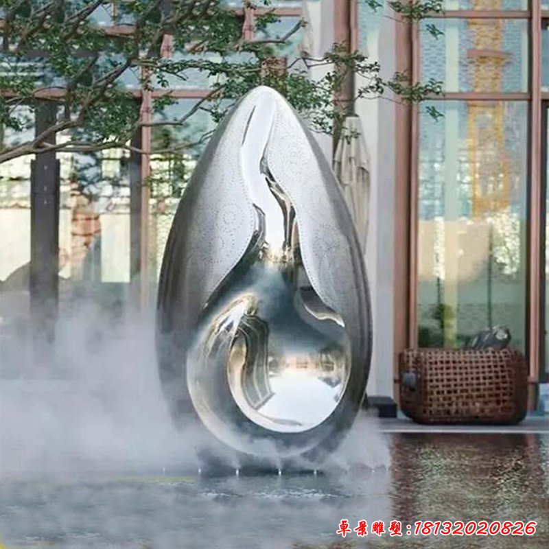 大型创意水滴公园景观雕塑，不锈钢雕塑 (2)