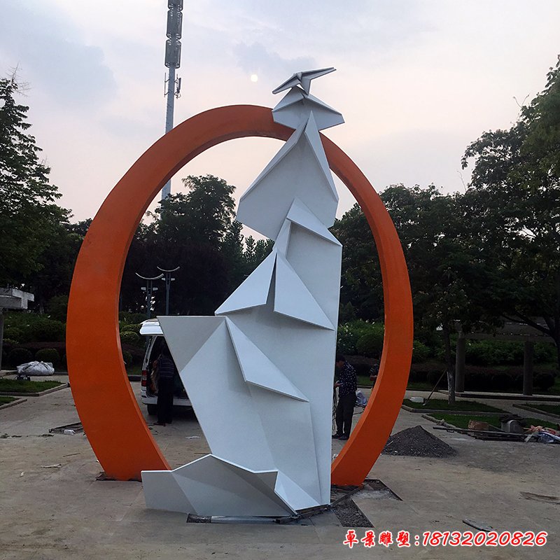 不锈钢公园折纸景观雕塑