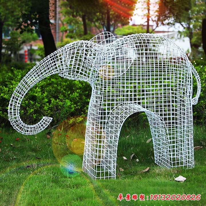 不锈钢镂空大象雕塑 (4)