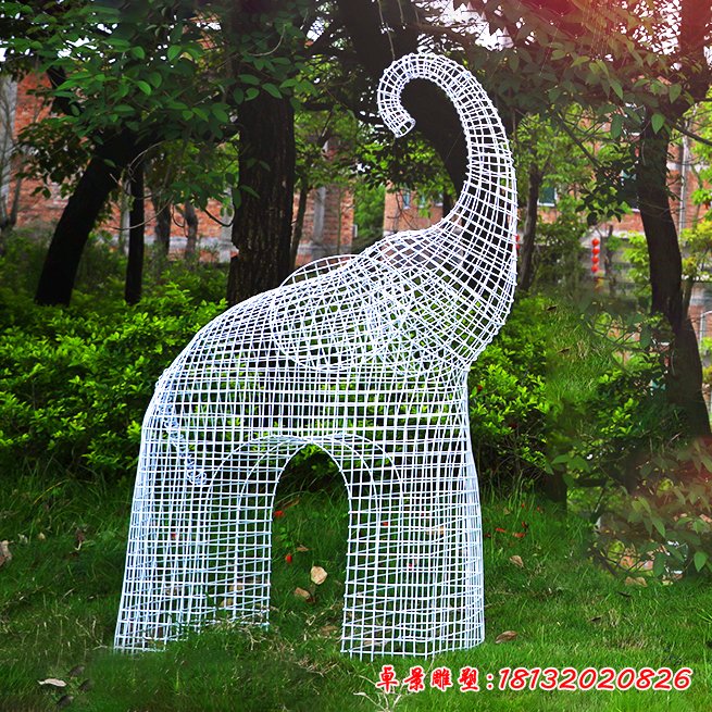 不锈钢镂空大象雕塑 (3)