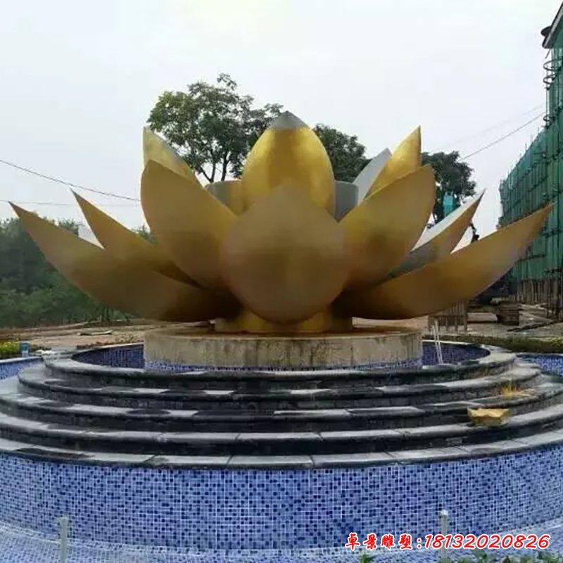 不锈钢莲花雕塑,莲花喷泉雕塑