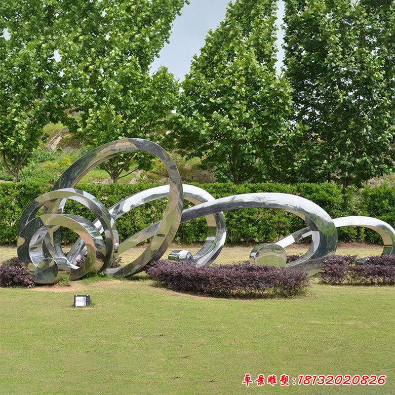 不锈钢镜面花环 公园景观雕塑