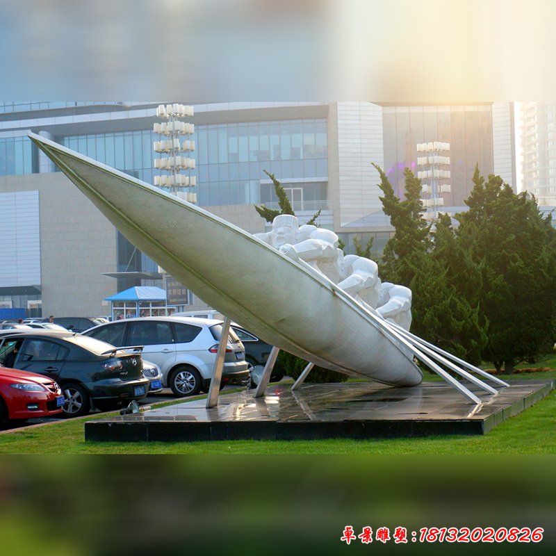 划船比赛雕塑，不锈钢景观雕塑 (2)