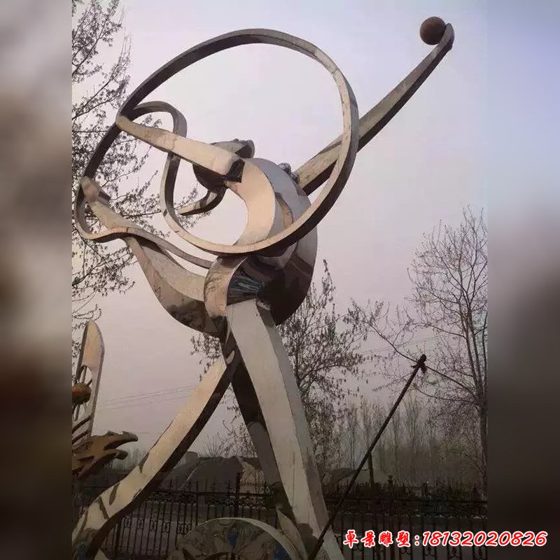 不锈钢起舞雕塑,抽象人物雕塑