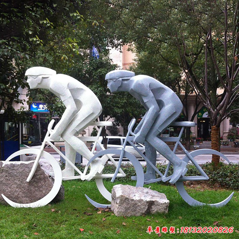 不锈钢骑自行车车比赛    公园人物雕塑