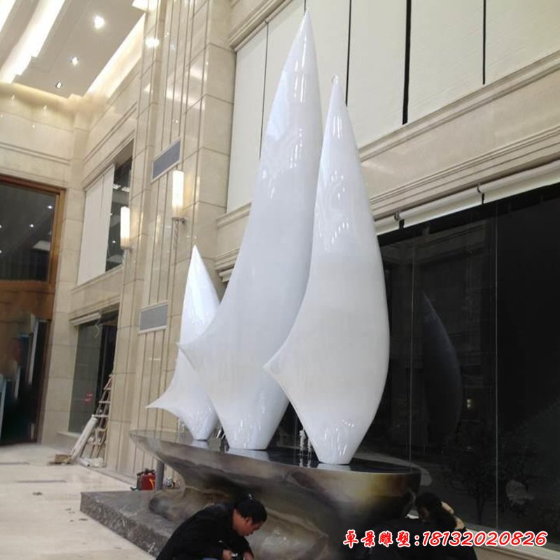 不锈钢帆船雕塑，广场帆船不锈钢雕塑 (1)