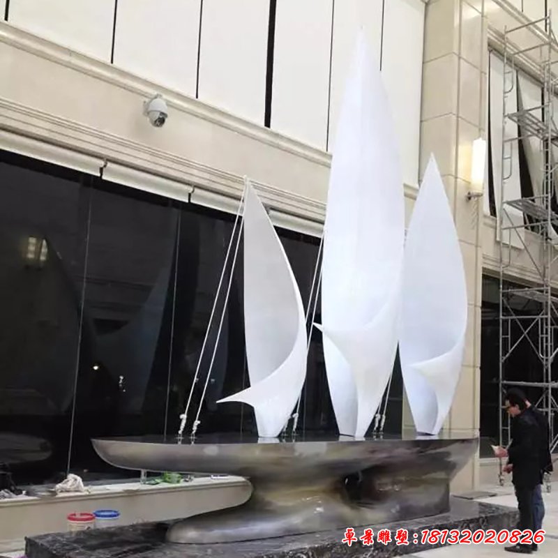 不锈钢帆船雕塑,广场帆船不锈钢雕塑