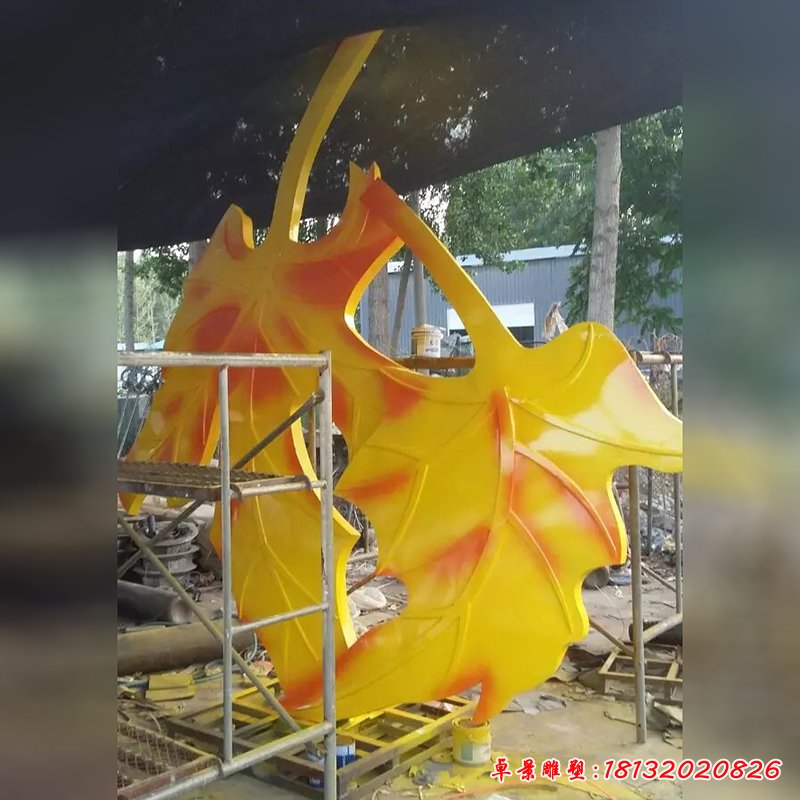 不锈钢枫叶雕塑,公园不锈钢雕塑 (2)