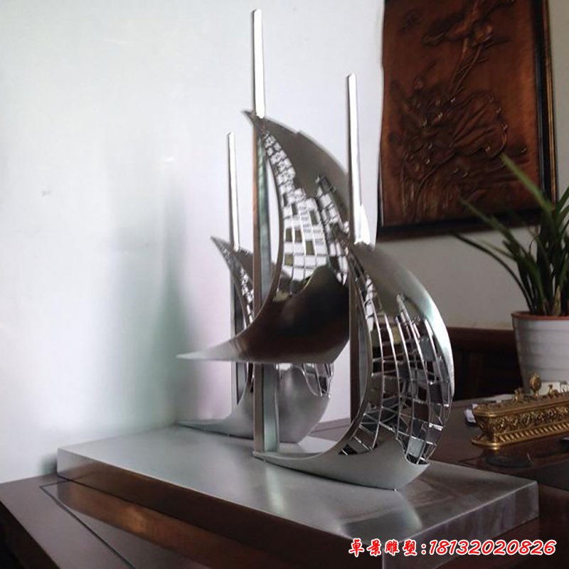 不锈钢乘风破浪雕塑,不锈钢帆船雕塑 (5)