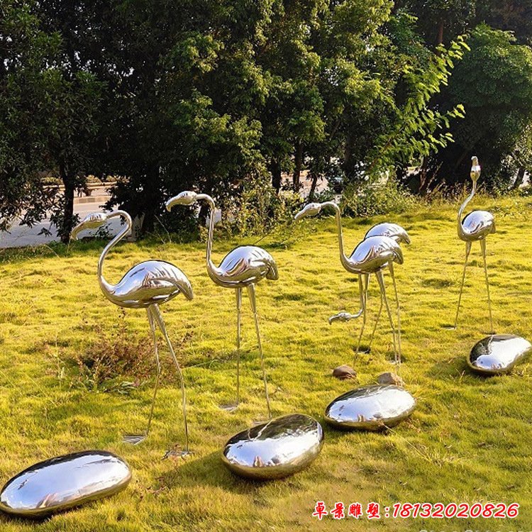 不锈钢户外抽象火烈鸟雕塑