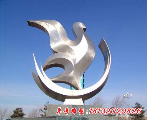 不锈钢城市飞鸽圆环雕塑