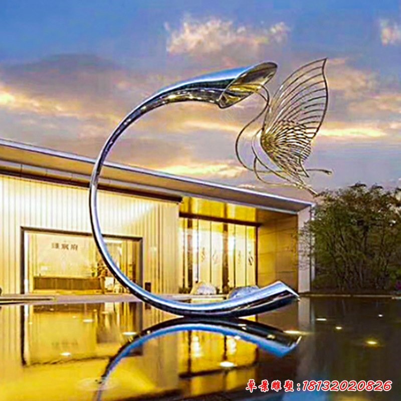 不锈钢创意水景蝴蝶雕塑 (3)