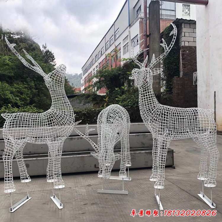别墅不锈钢镂空鹿雕塑（1）