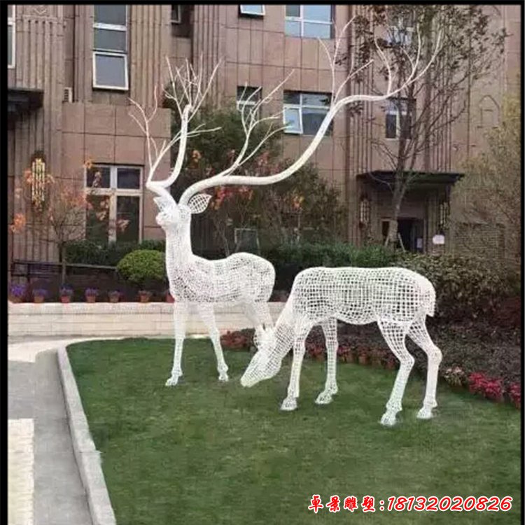 别墅镂空鹿不锈钢雕塑