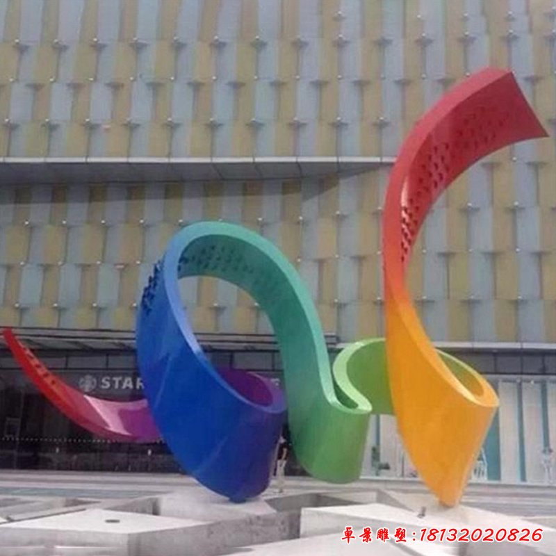 不锈钢彩色飘带 企业景观雕塑