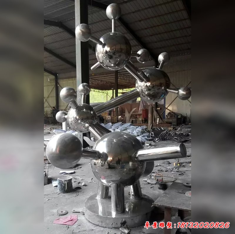 不锈钢原子雕塑,校园不锈钢雕塑 (1)
