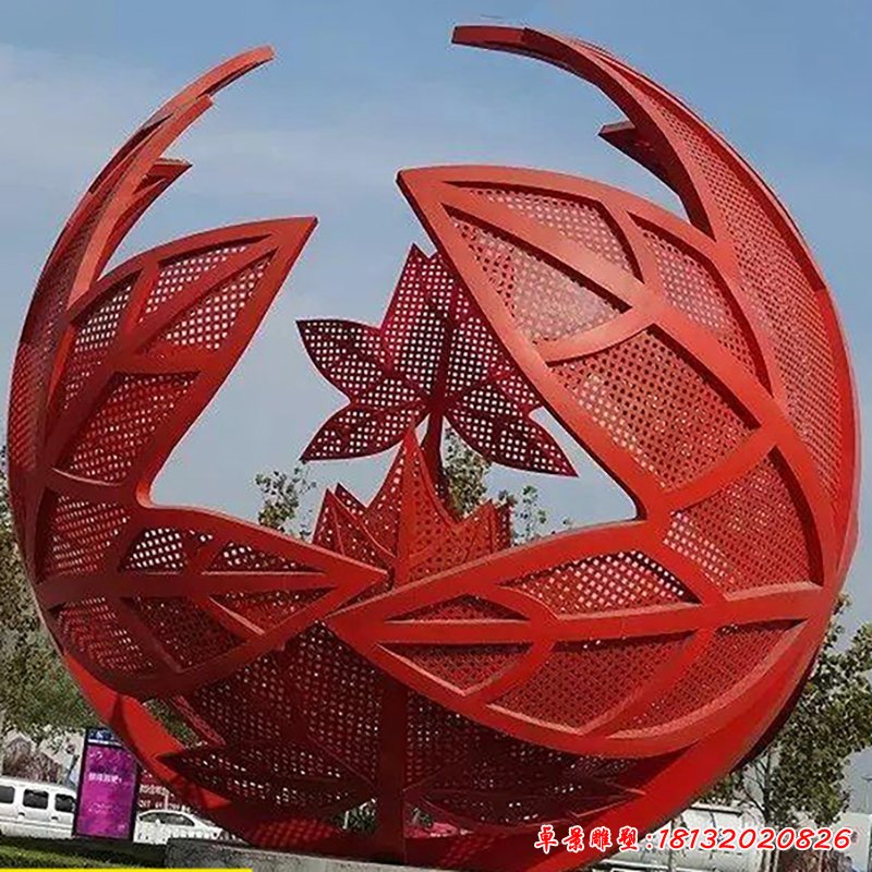 不锈钢枫叶球 公园景观雕塑