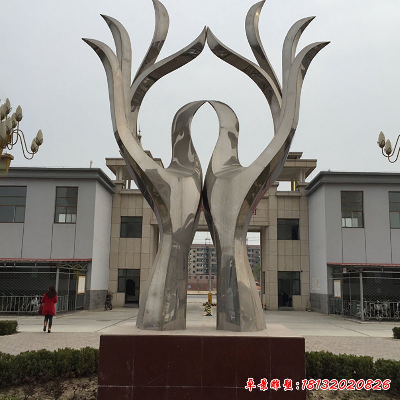 不锈钢抽象手掌雕塑 企业景观雕塑