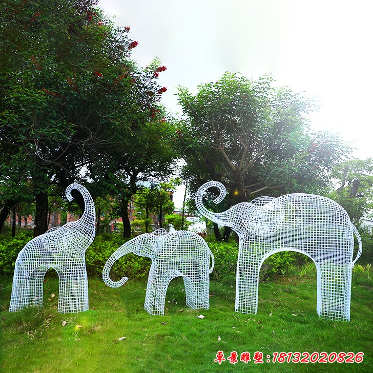 不锈钢镂空大象雕塑 (1)