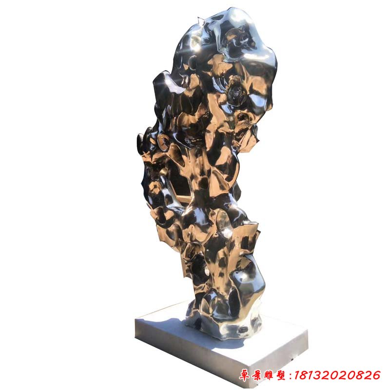 不锈钢抽象太湖石雕塑 (2)