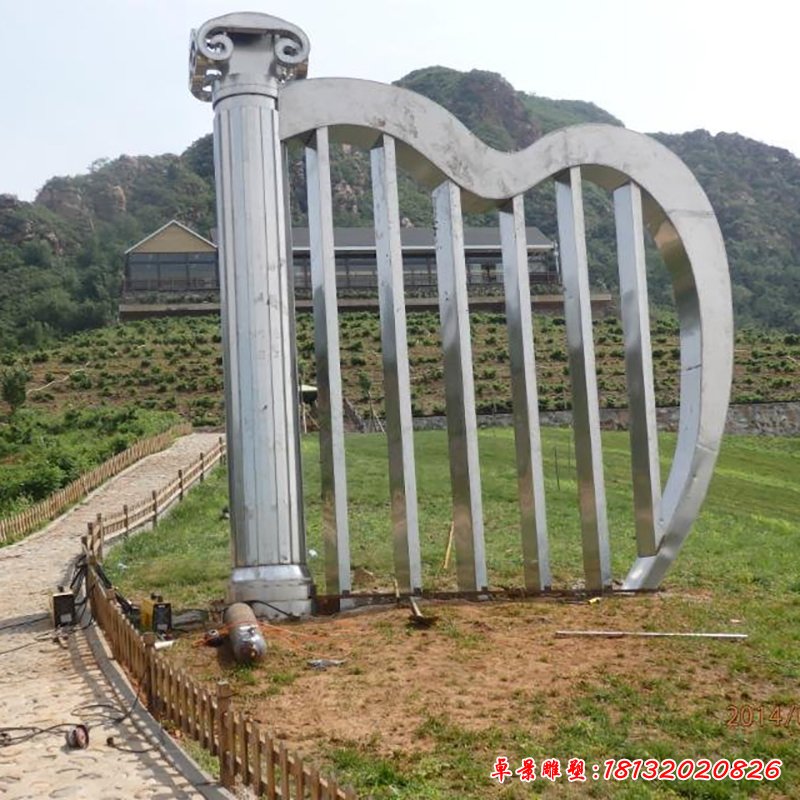 不锈钢竖琴雕塑,广场不锈钢树琴雕塑 (3)