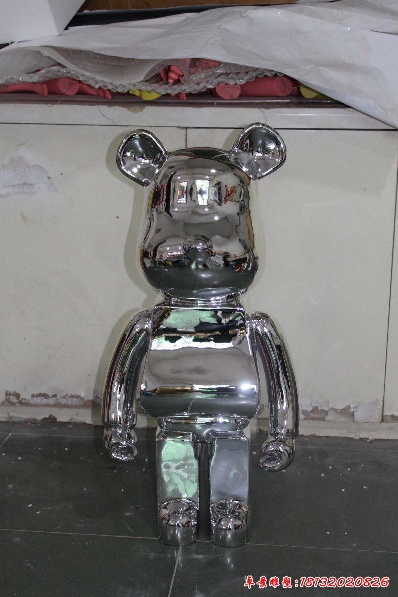 不锈钢几何熊雕塑 (3)