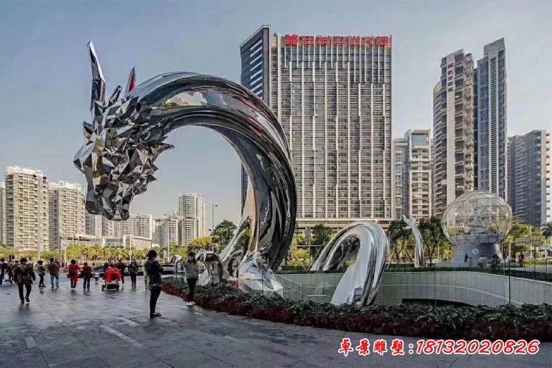 不锈钢抽象大型龙雕塑 (2)