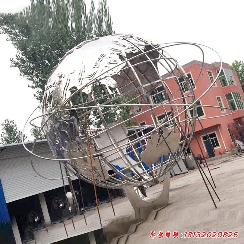 北国之春不锈钢抽象地球仪雕塑 (6)