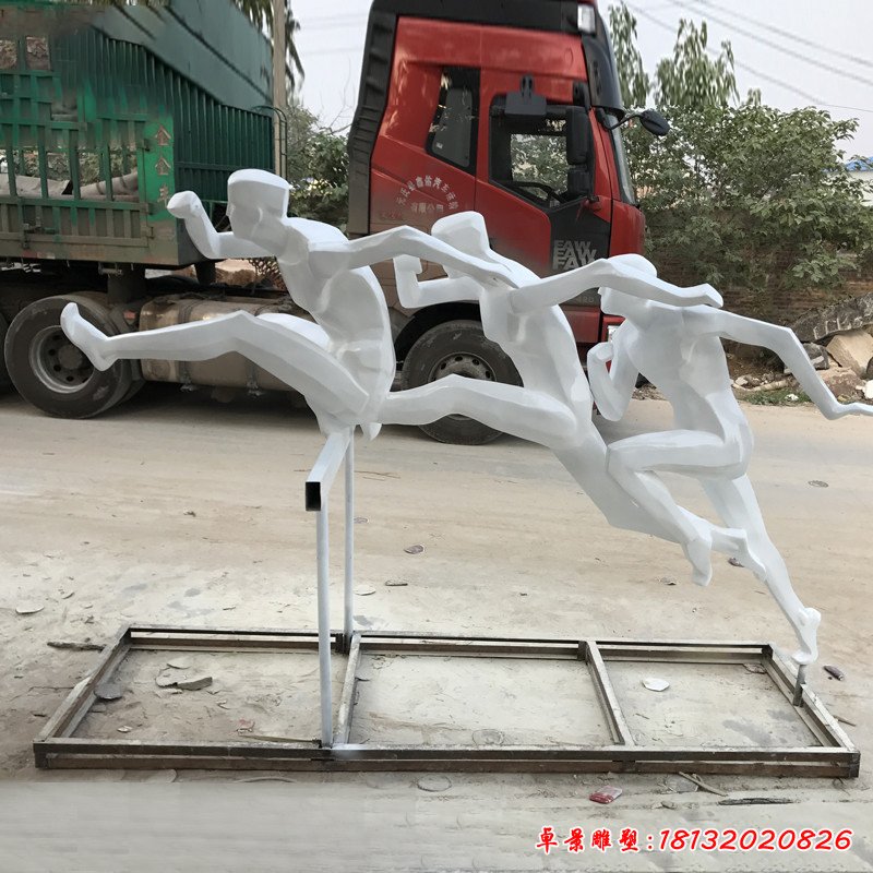 不锈钢跨栏人物运动雕塑