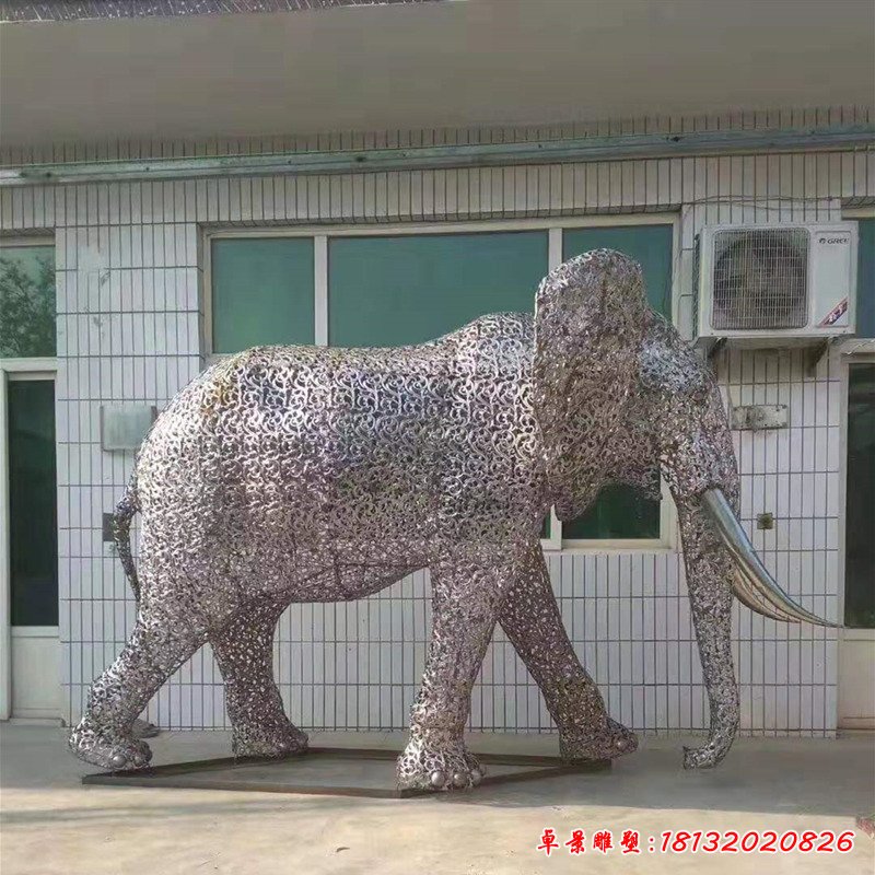 公园镂空大象不锈钢雕塑 (3)