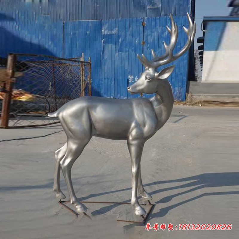 不锈钢抽象回头鹿雕塑