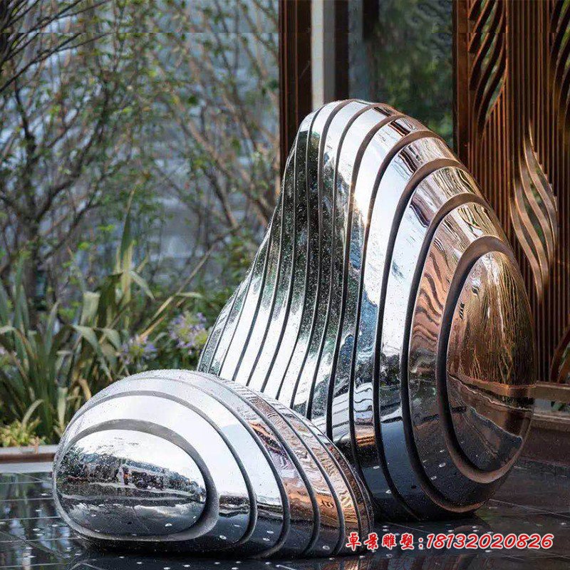 不锈钢抽象石头雕塑